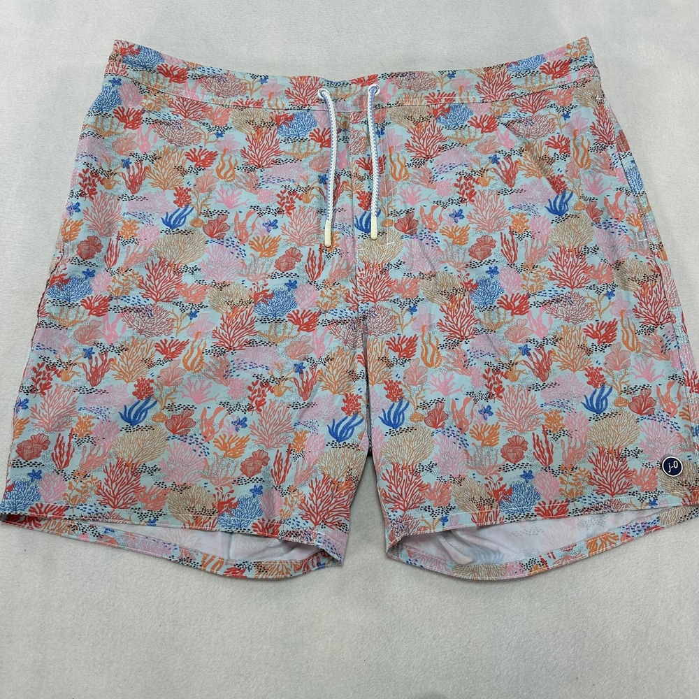 Johnnie O Swim Trunks Men's 2XL Blue Coral Reef Board Shorts Mesh Lined Beach